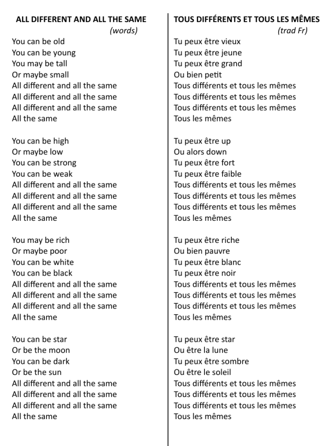 Words de ALL DIFFERENT AND ALL THE SAME Titre de l'album ALL DIFFERENT AND ALL THE SAME de GUITARE ROUGE - British Rock façon Frenchy